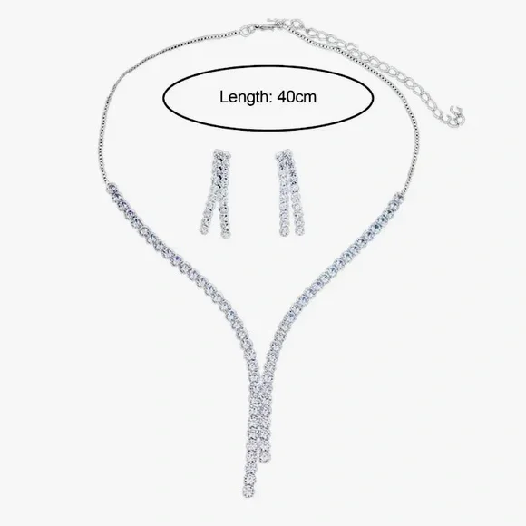 🌟 Set Elegant Rhinestones Necklace Earrings - Picture 4 of 4